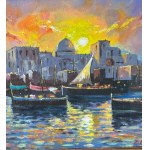 SCUOLA ITALIANA, Seaside with Boats at Sunset (unspecified location)