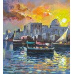 SCUOLA ITALIANA, Seaside with Boats at Sunset (unspecified location)