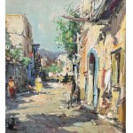 NICOLA CANZANELLA, Suburban street with figures - NICOLA CANZANELLA