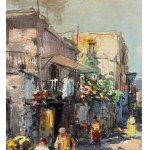 NICOLA CANZANELLA, Suburban street with figures - NICOLA CANZANELLA