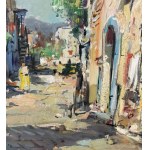 NICOLA CANZANELLA, Suburban street with figures - NICOLA CANZANELLA