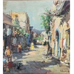 NICOLA CANZANELLA, Suburban street with figures - NICOLA CANZANELLA