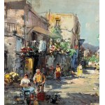 NICOLA CANZANELLA, Suburban street with figures - NICOLA CANZANELLA