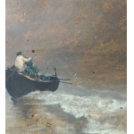 Oscar Ricciardi, Seaside view with a boat - Oscar Ricciardi