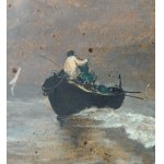 Oscar Ricciardi, Seaside view with a boat - Oscar Ricciardi