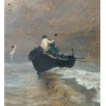 Oscar Ricciardi, Seaside view with a boat - Oscar Ricciardi