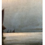 ANONIMO, Seascape with boats and figures at dawn