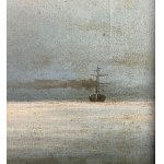 ANONIMO, Seascape with boats and figures at dawn