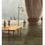ANONIMO, Seascape with boats and figures at dawn