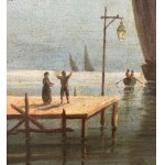ANONIMO, Seascape with boats and figures at dawn