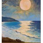 ANONIMO, Two Male Figures on a Seaside at Sunset