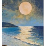 ANONIMO, Two Male Figures on a Seaside at Sunset