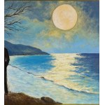 ANONIMO, Two Male Figures on a Seaside at Sunset