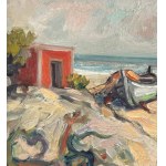 A. Avitabile, Seaside view with a beached boat - A. Avitabile