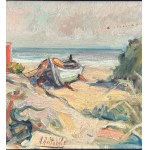A. Avitabile, Seaside view with a beached boat - A. Avitabile