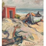 A. Avitabile, Seaside view with a beached boat - A. Avitabile