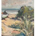 A. Avitabile, Seaside view with a beached boat - A. Avitabile