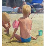 UNIDENTIFIED SIGNATURE, Children playing by the seashore