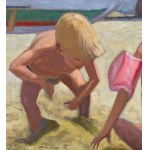 UNIDENTIFIED SIGNATURE, Children playing by the seashore