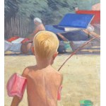 UNIDENTIFIED SIGNATURE, Children playing by the seashore