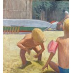 UNIDENTIFIED SIGNATURE, Children playing by the seashore
