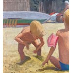 UNIDENTIFIED SIGNATURE, Children playing by the seashore