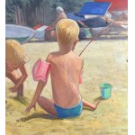 UNIDENTIFIED SIGNATURE, Children playing by the seashore