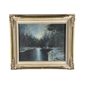 SCUOLA ITALIANA, Landscape with river and figures