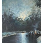 SCUOLA ITALIANA, Landscape with river and figures