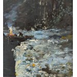 SCUOLA ITALIANA, Landscape with river and figures