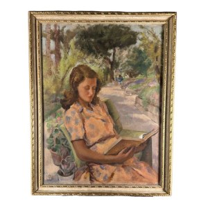 Eligio Finazzer Flori, Young woman reading in the park- Eligio Finazzer Flori