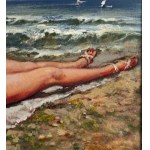 UNIDENTIFIED SIGNATURE, Portrait of a woman on a seashore