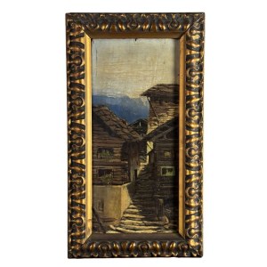 ANONIMO, Landscape with houses and a small staircase