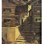 ANONIMO, Landscape with houses and a small staircase