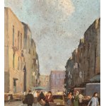 UNIDENTIFIED SIGNATURE, Street with a small market and figures