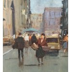 UNIDENTIFIED SIGNATURE, Street with a small market and figures