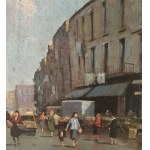 UNIDENTIFIED SIGNATURE, Street with a small market and figures