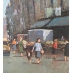 UNIDENTIFIED SIGNATURE, Street with a small market and figures