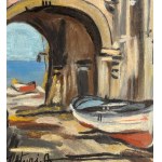 ANTONIO ASTURI, Seaside view with boats ashore - ANTONIO ASTURI