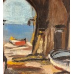 ANTONIO ASTURI, Seaside view with boats ashore - ANTONIO ASTURI