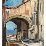 ANTONIO ASTURI, Seaside view with boats ashore - ANTONIO ASTURI