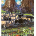 R.CARIGNANI, Landscape with a flock - R. CARIGNANI