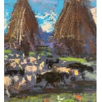 R.CARIGNANI, Landscape with a flock - R. CARIGNANI