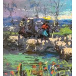 R.CARIGNANI, Landscape with a flock - R. CARIGNANI