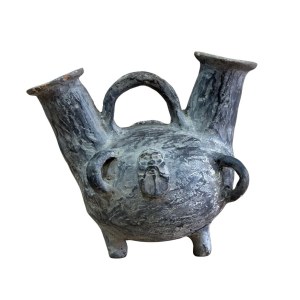 Antique double-spout terracotta jug