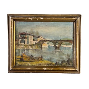 UNIDENTIFIED SIGNATURE, River with a bridge