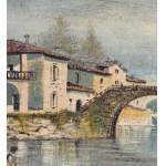 UNIDENTIFIED SIGNATURE, River with a bridge