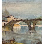 UNIDENTIFIED SIGNATURE, River with a bridge