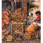UNIDENTIFIED SIGNATURE, Neapolitan street with a small market