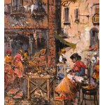 UNIDENTIFIED SIGNATURE, Neapolitan street with a small market